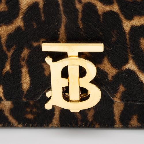 Burberry Calf Hair Leopard Print TB Carrie Chain Small Crossbody Bag