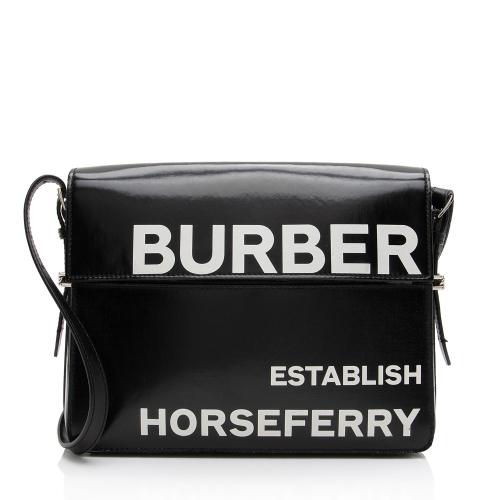 Burberry Coated Canvas Horseferry Print Grace Large Flap Shoulder Bag