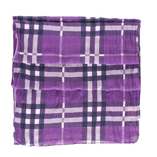 Burberry Cotton Crinkle Check Scarf