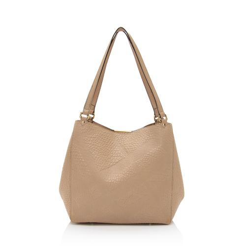 Burberry Embossed Leather Check Canterbury Small Tote