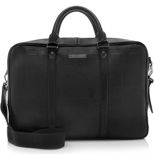 Burberry Embossed Leather Check Maxwell Briefcase