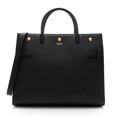 Burberry Grained Calfskin Title Medium Tote