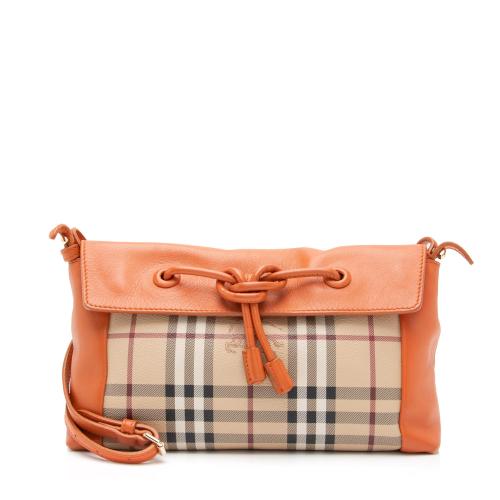 Burberry Haymarket Check Leather Knots Leah Small Clutch