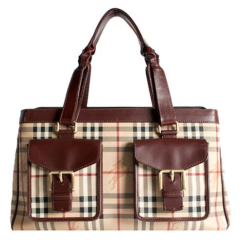 Burberry Haymarket Check Satchel Handbag