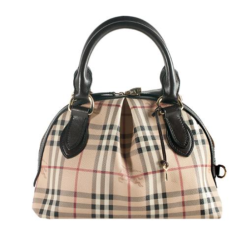 Burberry Haymarket Check Coated Canvas Small Thornley Bowling Bag