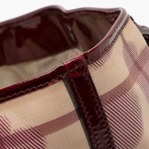 Burberry Heart Check Patent Leather Large Tote