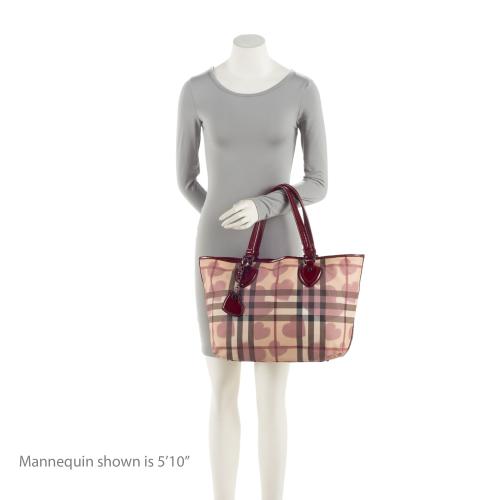 Burberry Heart Check Patent Leather Large Tote