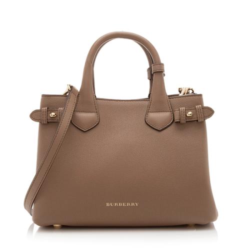 Burberry House Check Leather Banner Small Tote
