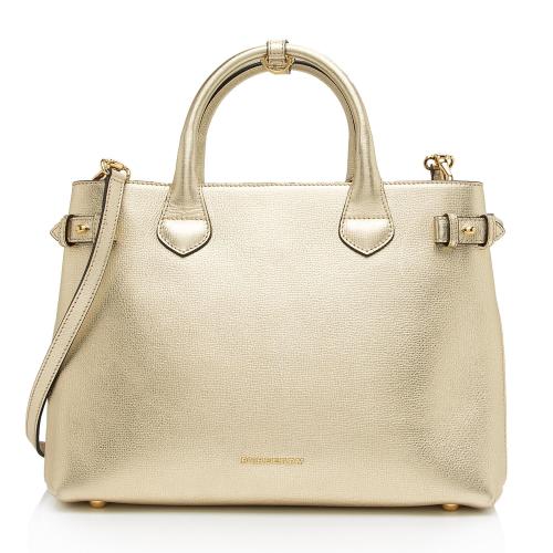 Burberry House Check Metallic Leather Banner Medium Tote