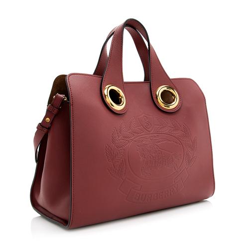 Burberry Leather Crest Grommet Detail Tote