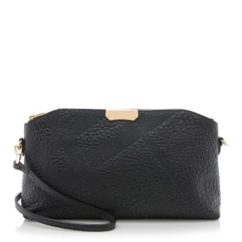Burberry Embossed Leather Check Chichester Clutch