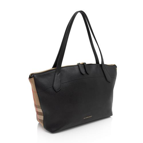 Burberry Leather House Check Derby Welburn Small Tote