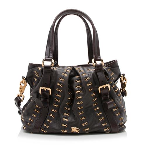 Burberry Leather Metal Stitch Large Lowry Tote