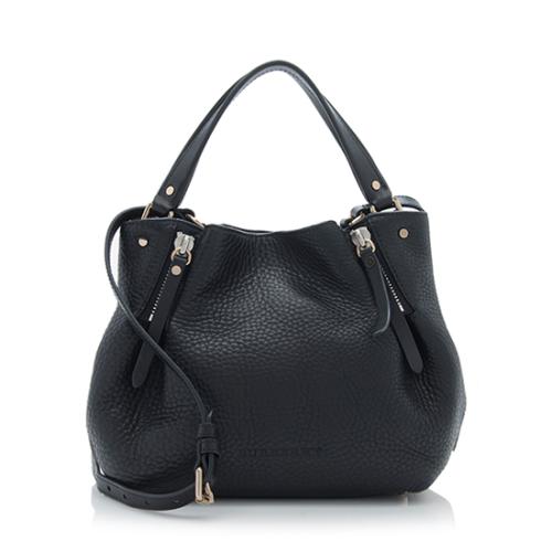 Burberry Leather Peek Check Maidstone Small Tote