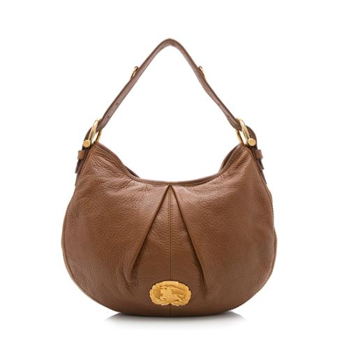 Burberry Leather Pleated Hobo