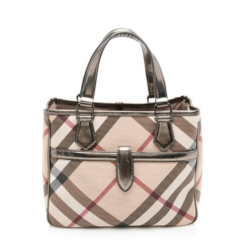 Burberry Super Nova Check Metallic Leather Small Shopping Tote - FINAL SALE