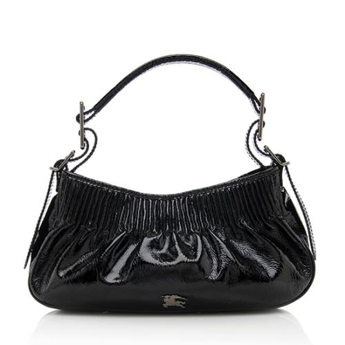 Burberry Patent Leather Pleated Sling Bag