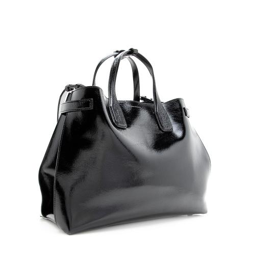 Burberry Patent Soft Calfskin Banner Small Tote