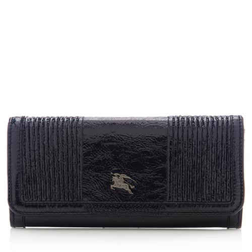 Burberry Patent Leather Pleated Wallet 