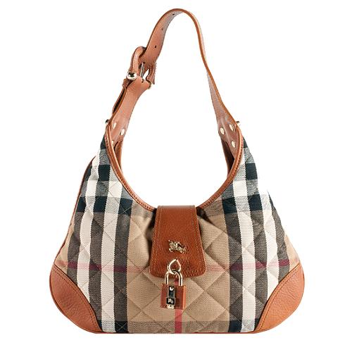 Burberry Quilted House Check Small 'Brooke' Hobo Handbag