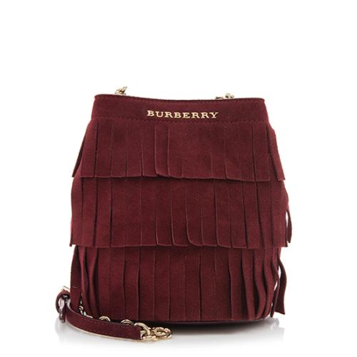 Burberry Suede Fringe Baby Bucket Shoulder Bag
