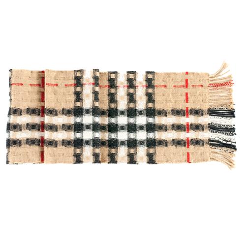 Burberry Wool and Cashmere Check Fringe Scarf