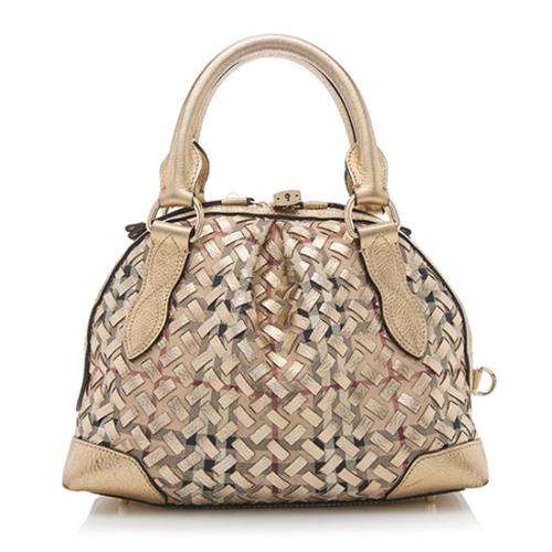 Burberry Woven Check Domed Small Satchel
