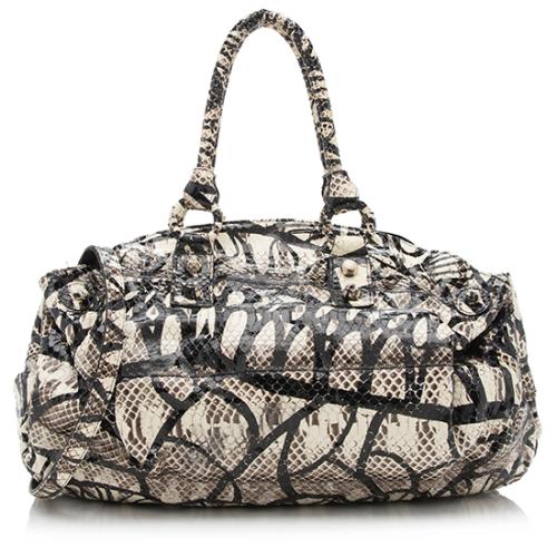 Carlos Falchi Hand Painted Python Pleated Tote