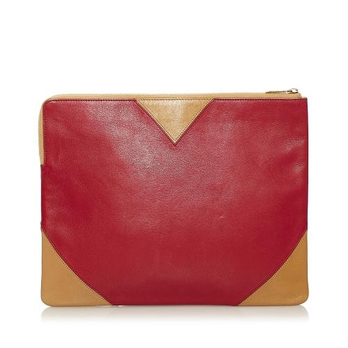 Celine Bicolor Coeur Leather Clutch Bag