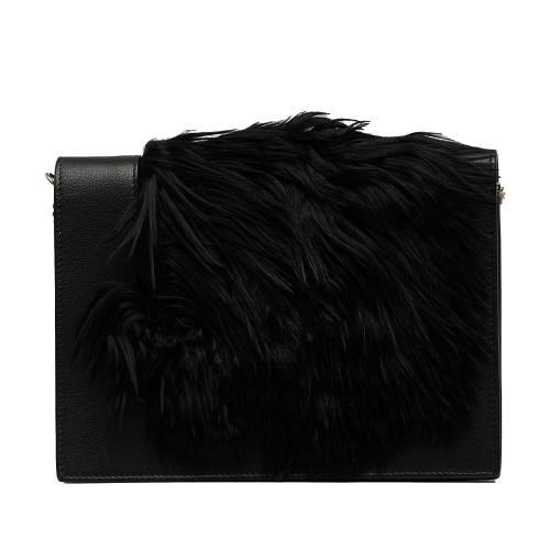 Celine Fur-Trim Frame Crossbody Bag