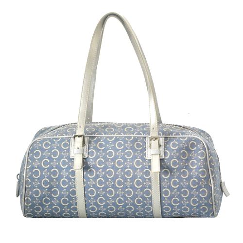 Celine Logo Jacquard Denim Satchel Handbag