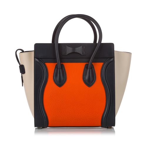 Celine Luggage Tote Tricolor Leather Handbag