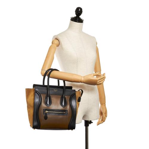 Celine Micro Luggage Bicolor Leather Handbag
