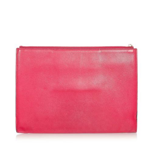 Celine Tri-Color Zip Envelope Leather Clutch