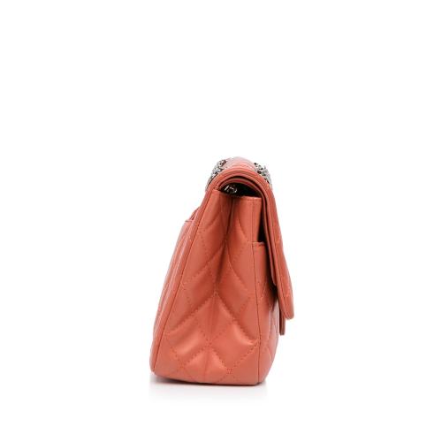 Chanel Vintage Orange Lambskin Large Classic Double Flap Bag at