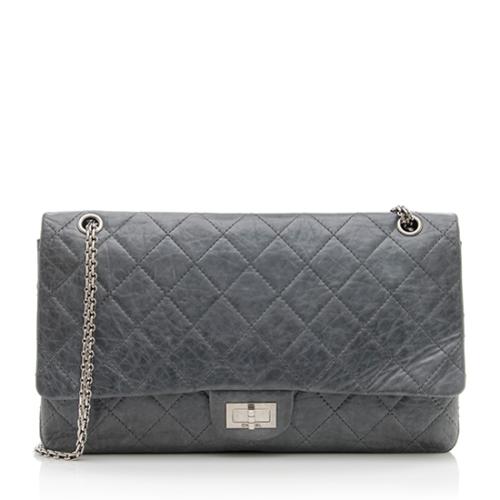 Chanel Silver 2.55 Reissue Quilted Classic Metallic Calfskin Leather 228  Maxi Flap Bag - Yoogi's Closet