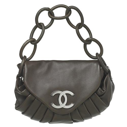 Chanel Brown Pleated Flap Shoulder Bag