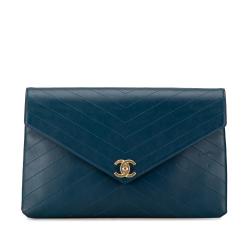 Chanel CC Chevron Calfskin Envelope Clutch