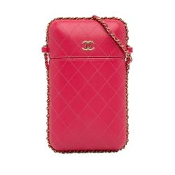 Chanel CC Quilted Calfskin Chain Around Phone Holder