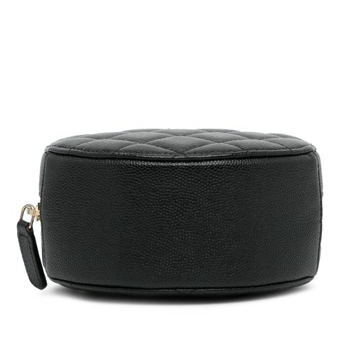 Chanel CC Quilted Caviar Round Clutch With Chain