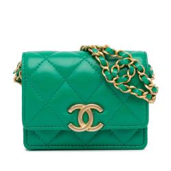 Chanel CC Quilted Lambskin Clutch with Chain