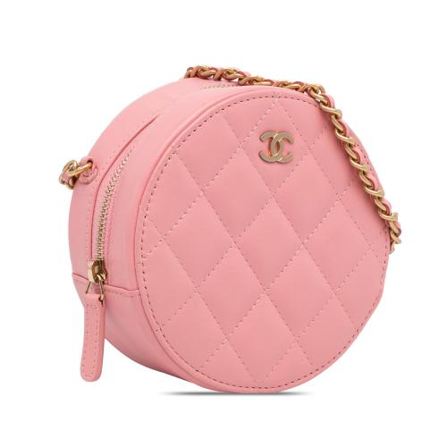 Chanel CC Quilted Lambskin Round Crossbody