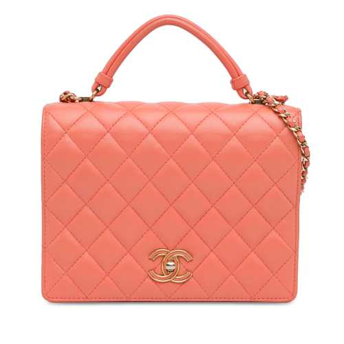 Chanel CC Quilted Lambskin Top Handle Flap