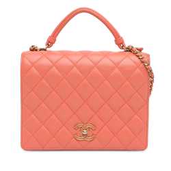 Chanel CC Quilted Lambskin Top Handle Flap