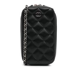 Chanel CC Quilted Lambskin Zip Phone Case