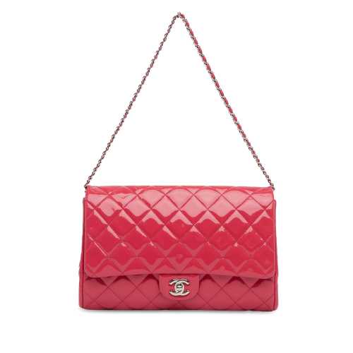 Chanel CC Quilted Patent Clutch with Chain