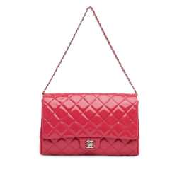 Chanel CC Quilted Patent Clutch with Chain