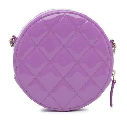 Chanel CC Quilted Patent Round Clutch With Chain