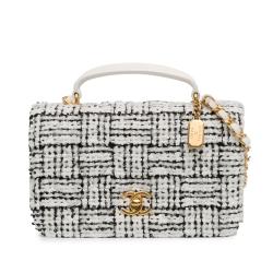 Chanel CC Quilted Tweed Top Handle Full Flap