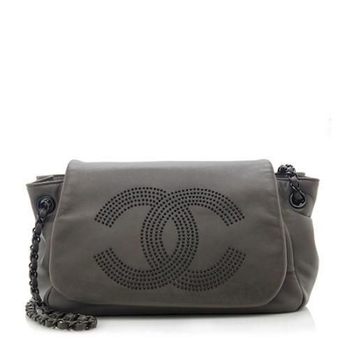 Chanel Lambskin CC Studded Accordion Flap Bag
